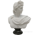 Decorative Full Hand Carved Roman Style Man White Marble Apollo Bust Statue